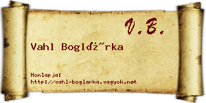 Vahl Boglárka névjegykártya